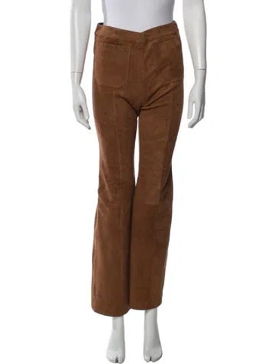 Pre-owned Sprwmn Lamb Leather Flared Pants In Brown
