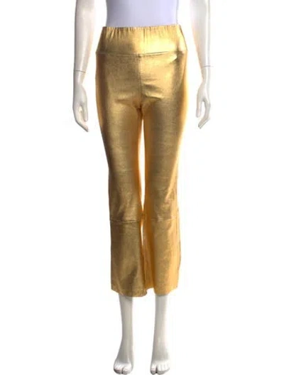 Pre-owned Sprwmn Lamb Leather Flared Pants In Gold