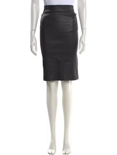Pre-owned Sprwmn Lamb Leather Knee-length Skirt In Black