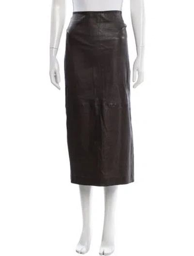 Pre-owned Sprwmn Lamb Leather Long Skirt In Brown