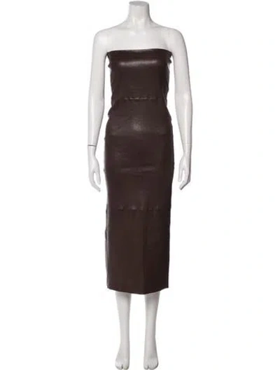 Pre-owned Sprwmn Lamb Leather Midi Length Dress In Brown