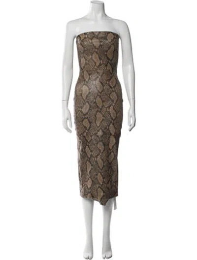 Pre-owned Sprwmn Lamb Leather Midi Length Dress W/ Tags In Brown