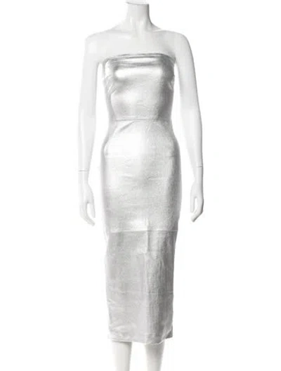 Pre-owned Sprwmn Lamb Leather Midi Length Dress In White