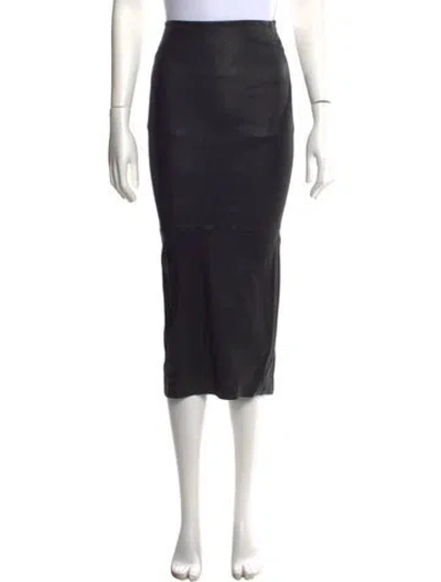 Pre-owned Sprwmn Lamb Leather Midi Length Skirt In Black