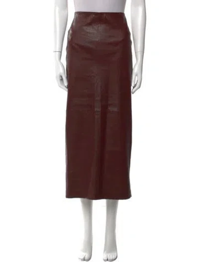 Pre-owned Sprwmn Lamb Leather Midi Length Skirt In Brown