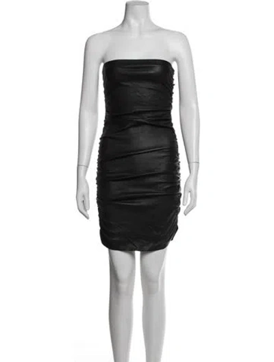 Pre-owned Sprwmn Lamb Leather Mini Dress In Black