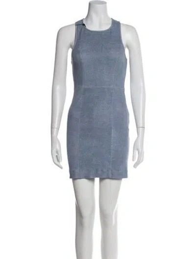 Pre-owned Sprwmn Lamb Leather Mini Dress In Blue