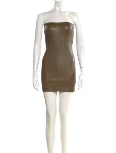 Pre-owned Sprwmn Lamb Leather Mini Dress In Brown