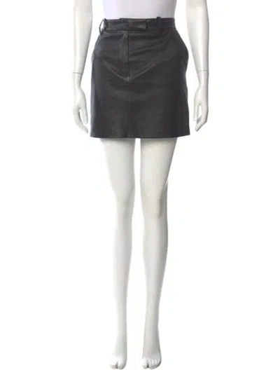 Pre-owned Sprwmn Lamb Leather Mini Skirt In Black