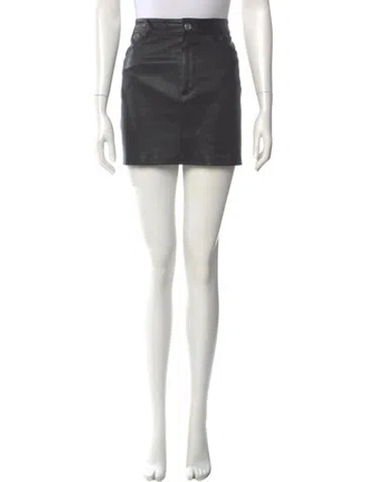 Pre-owned Sprwmn Lamb Leather Mini Skirt In Black