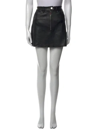 Pre-owned Sprwmn Lamb Leather Mini Skirt In Black
