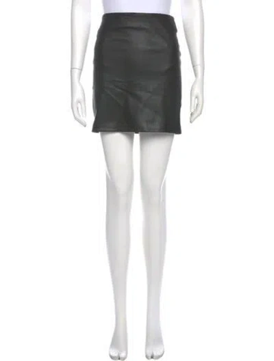Pre-owned Sprwmn Lamb Leather Mini Skirt In Black