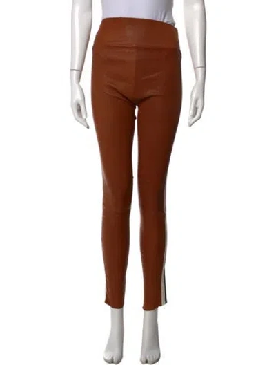 Pre-owned Sprwmn Lamb Leather Skinny Leg Pants In Brown