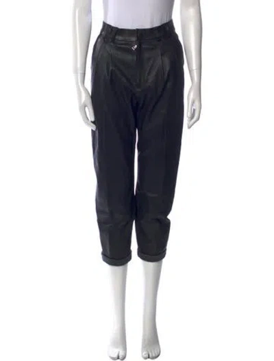 Pre-owned Sprwmn Lamb Leather Straight Leg Pants In Black