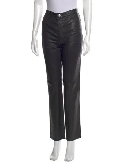 Pre-owned Sprwmn Lamb Leather Straight Leg Pants In Black