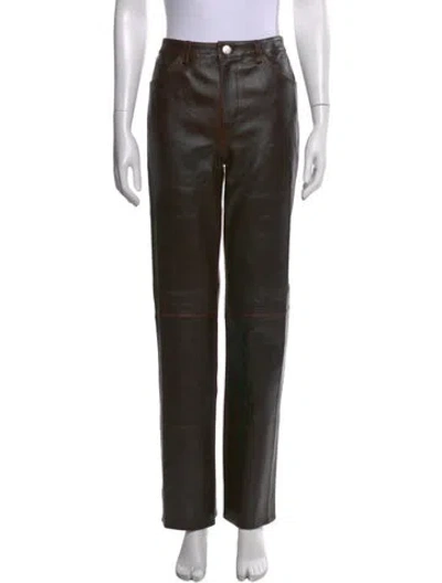 Pre-owned Sprwmn Lamb Leather Straight Leg Pants In Black