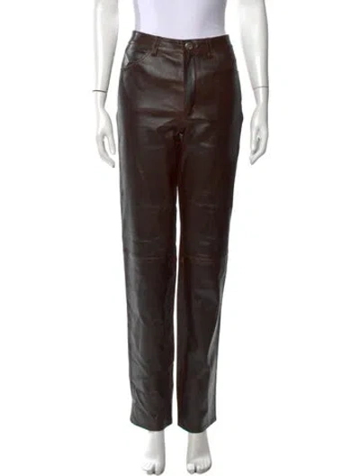 Pre-owned Sprwmn Lamb Leather Straight Leg Pants In Black