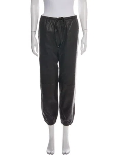Pre-owned Sprwmn Lamb Leather Straight Leg Pants In Black