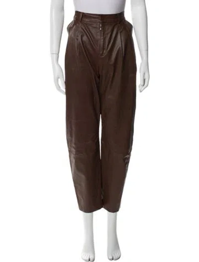 Pre-owned Sprwmn Lamb Leather Straight Leg Pants In Brown