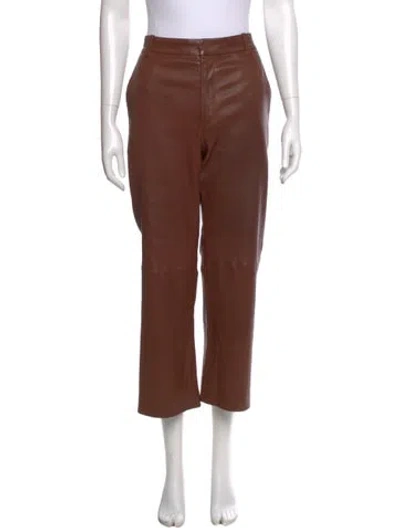 Pre-owned Sprwmn Lamb Leather Straight Leg Pants In Brown