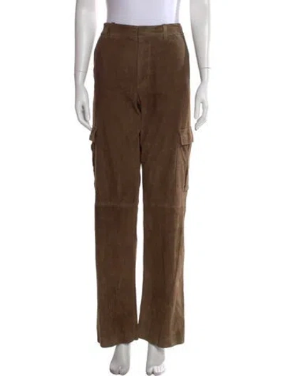Pre-owned Sprwmn Lamb Leather Straight Leg Pants In Brown
