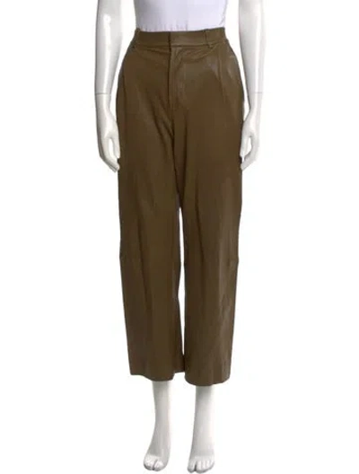 Pre-owned Sprwmn Lamb Leather Straight Leg Pants In Green