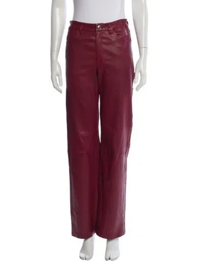 Pre-owned Sprwmn Lamb Leather Straight Leg Pants In Red