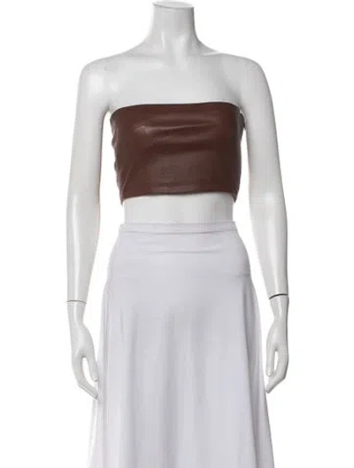 Pre-owned Sprwmn Lamb Leather Strapless Crop Top In Green