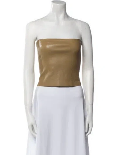 Pre-owned Sprwmn Lamb Leather Strapless Crop Top In Neutral
