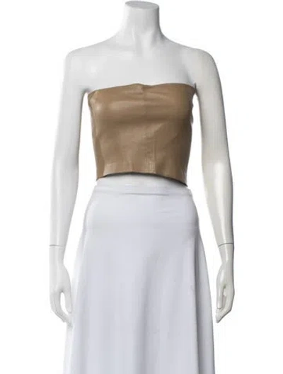 Pre-owned Sprwmn Lamb Leather Strapless Crop Top W/ Tags In Neutral