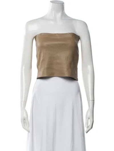 Pre-owned Sprwmn Lamb Leather Strapless Crop Top W/ Tags In Neutrals