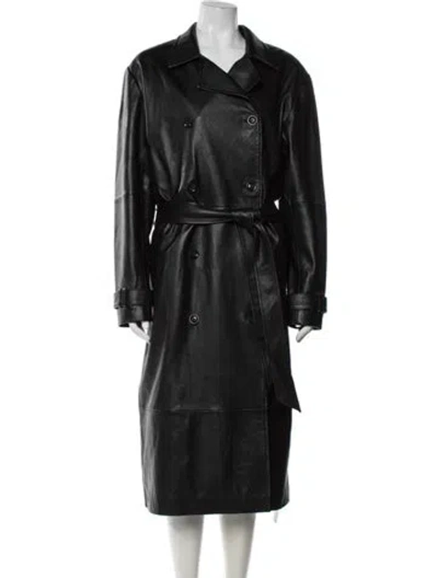 Pre-owned Sprwmn Lamb Leather Trench Coat In Black