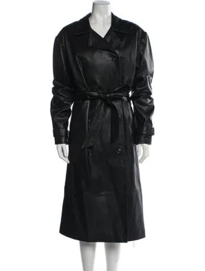 Pre-owned Sprwmn Lamb Leather Trench Coat In Black