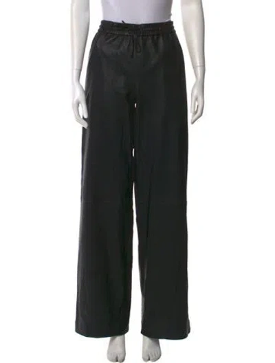 Pre-owned Sprwmn Lamb Leather Wide Leg Pants In Black