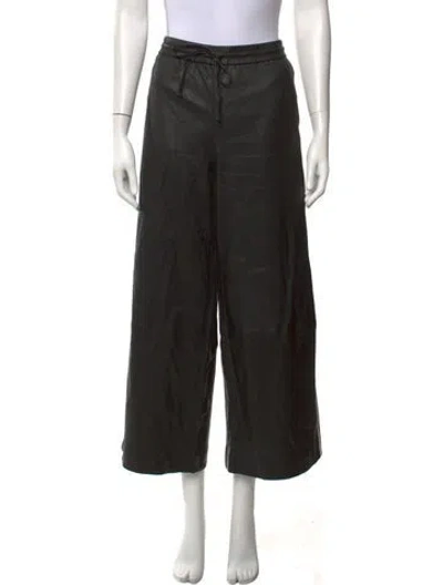 Pre-owned Sprwmn Lamb Leather Wide Leg Pants In Black