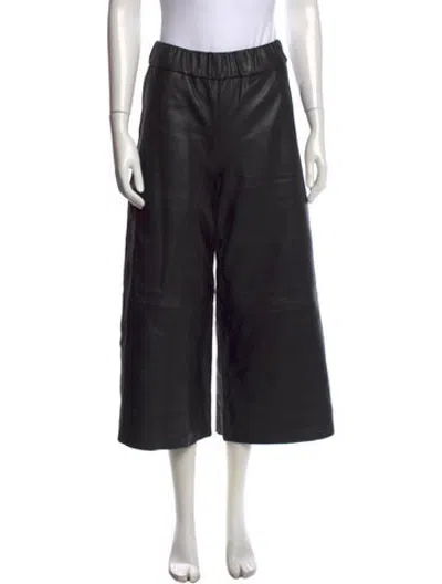 Pre-owned Sprwmn Lamb Leather Wide Leg Pants In Black