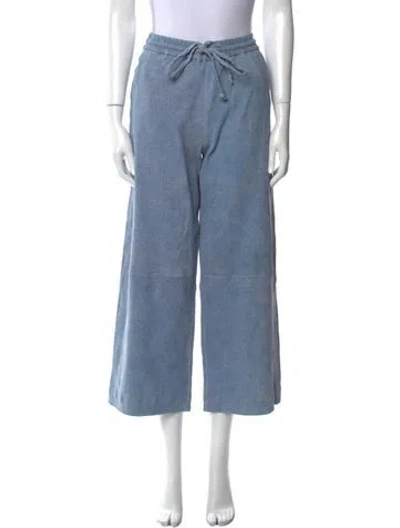 Pre-owned Sprwmn Lamb Leather Wide Leg Pants In Blue