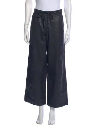 Pre-owned Sprwmn Lamb Leather Wide Leg Pants In Blue