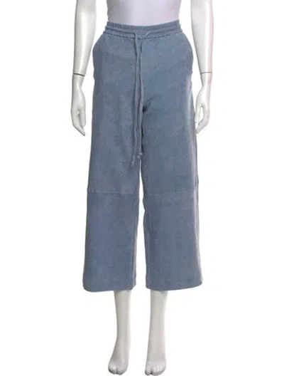 Pre-owned Sprwmn Lamb Leather Wide Leg Pants In Blue