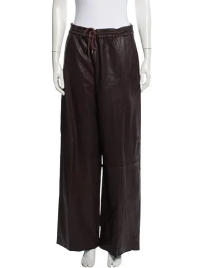 Pre-owned Sprwmn Lamb Leather Wide Leg Pants In Brown