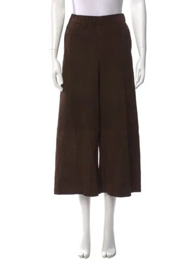 Pre-owned Sprwmn Lamb Leather Wide Leg Pants In Brown