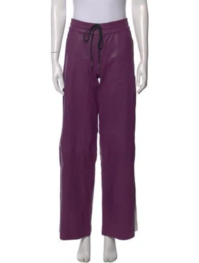 Pre-owned Sprwmn Lamb Leather Wide Leg Pants In Purple