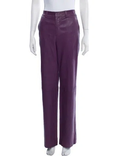 Pre-owned Sprwmn Lamb Leather Wide Leg Pants In Purple