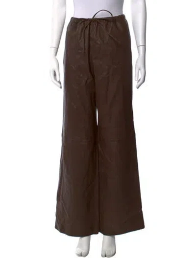 Pre-owned Sprwmn Lamb Leather Wide Leg Pants W/ Tags In Brown