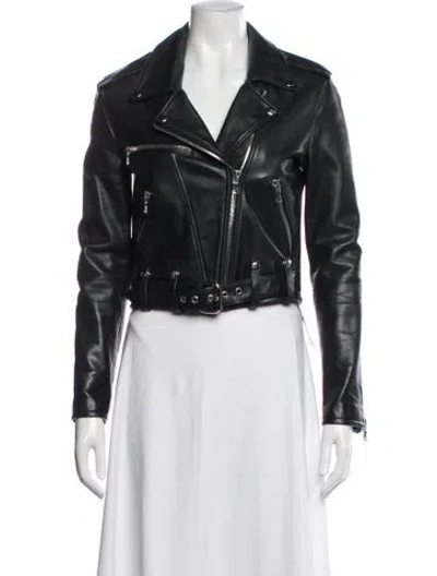 Pre-owned Sprwmn Leather Biker Jacket In Black