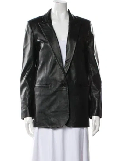 Pre-owned Sprwmn Leather Blazer In Black