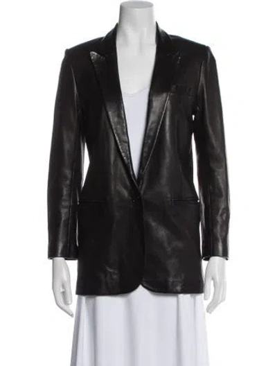 Pre-owned Sprwmn Leather Blazer In Black