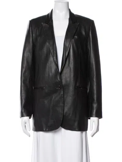 Pre-owned Sprwmn Leather Blazer In Black