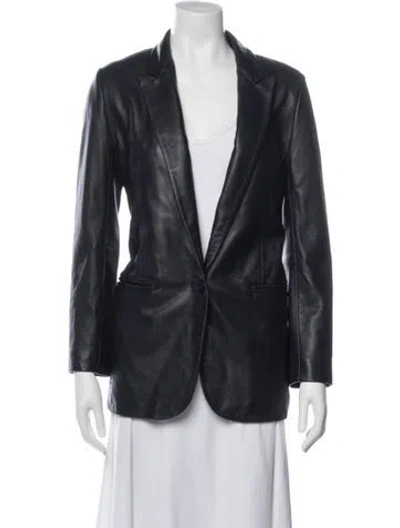 Pre-owned Sprwmn Leather Blazer In Blue