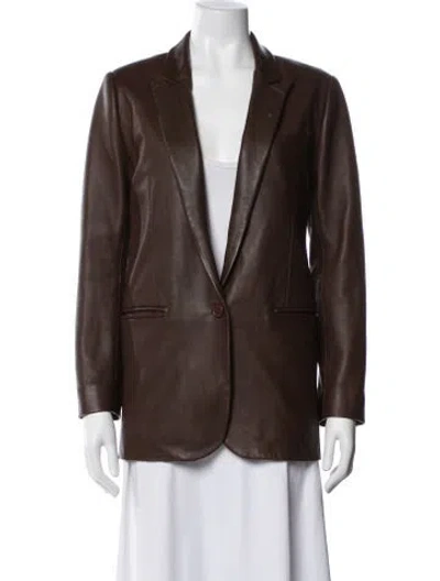 Pre-owned Sprwmn Leather Blazer In Brown
